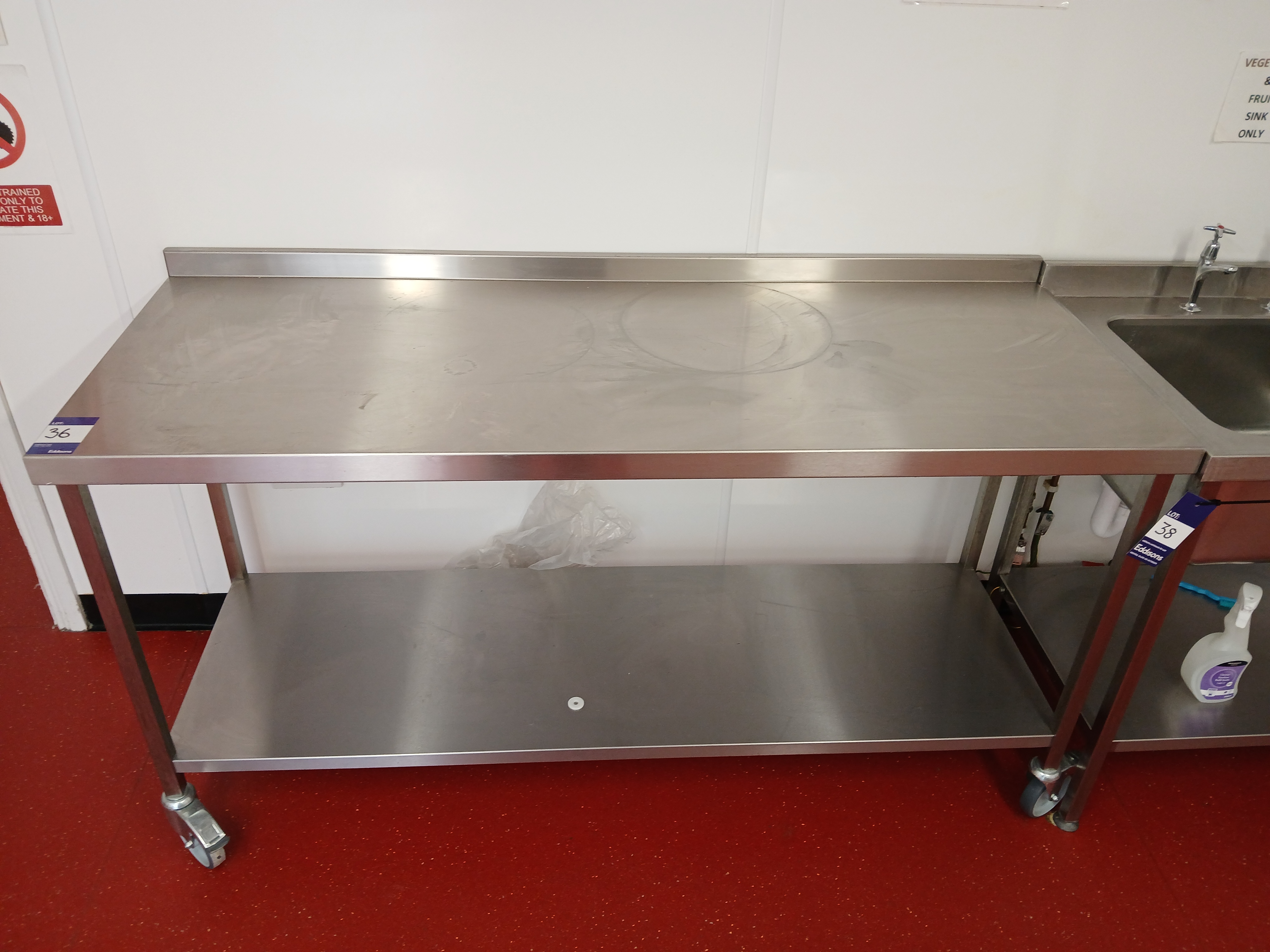 Stainless Steel Mobile Prep Table (Approx. 1700 x 660) - photo 1