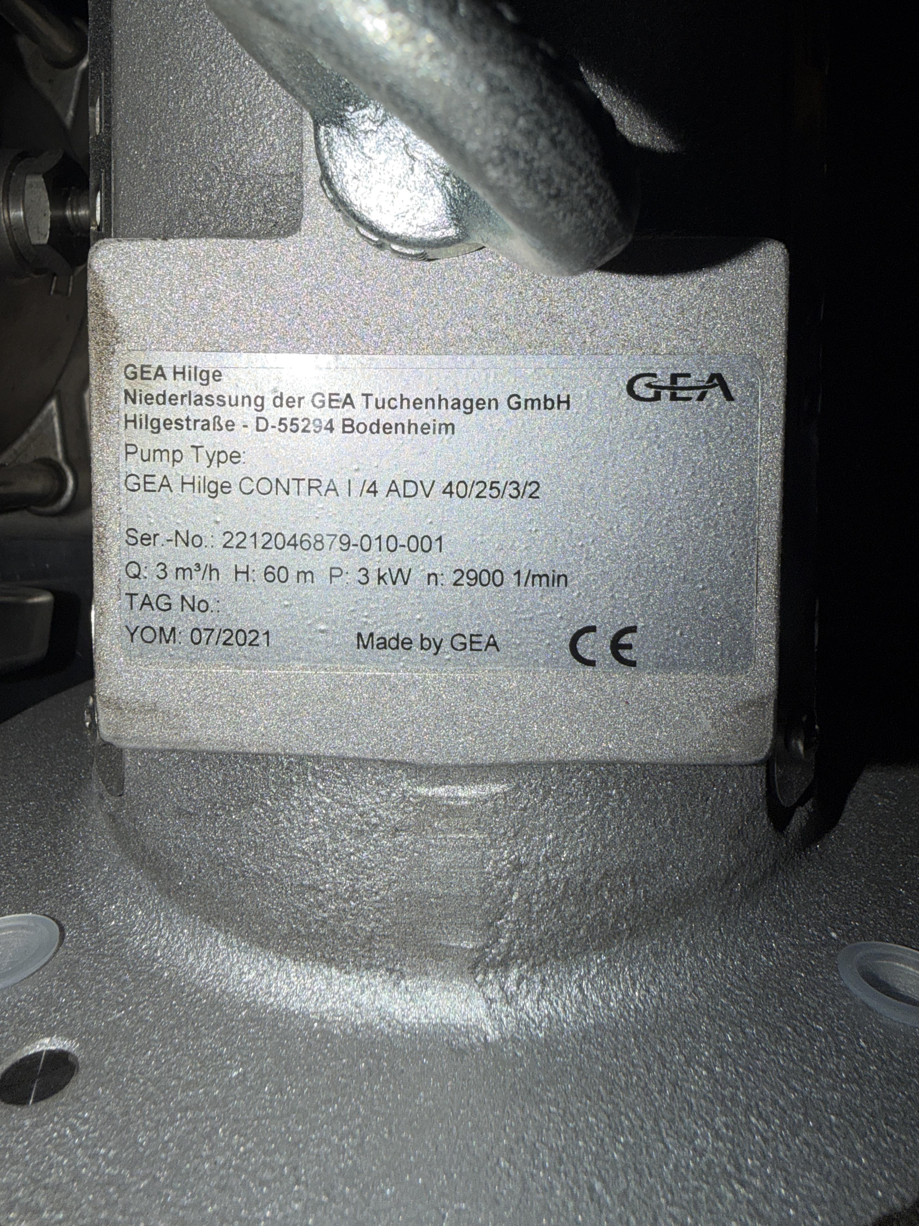 GEA Hilge Contra 1/4 ADV Pump set. 3k Centrifugal pump. New and unused. 80 long with 35 mm outlet. T - photo 1