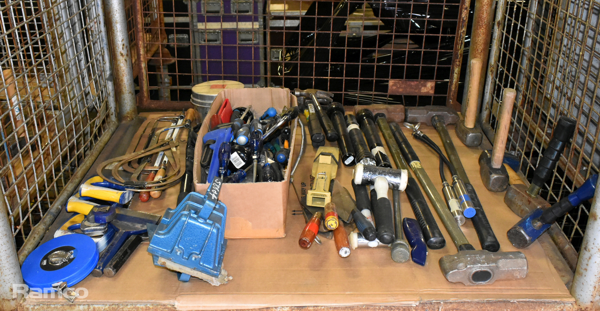 Mixed hand tools - hand drill, hand hammer, pliers, hand wire strippers, hand chisel and more - photo 1