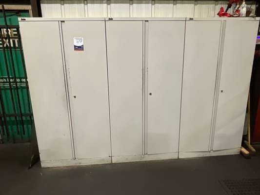 3 x Metal Cabinet & Contents of the Left One as Lotted