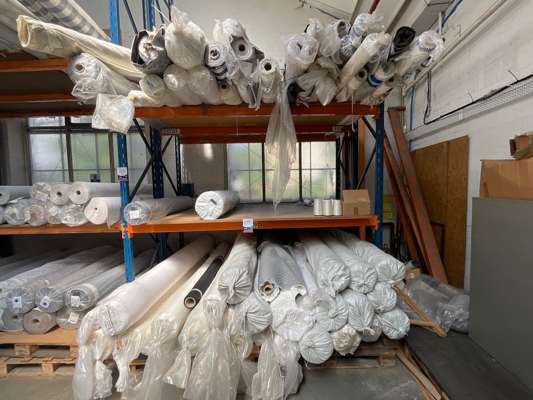 Approx 62 Rolls Various Fabric in Bay of Racking