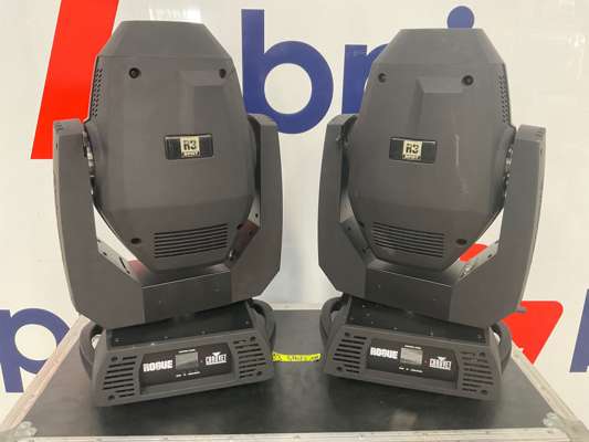 2 x Chauvet Professional Rogue R3 Moving Spot Lights 240V in Flight Case