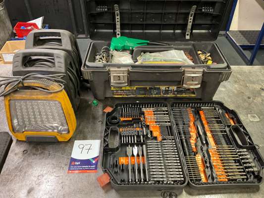 Drill Bit Set, Light, 2 Extension Reels 240V, Pop Riveter - photo 1