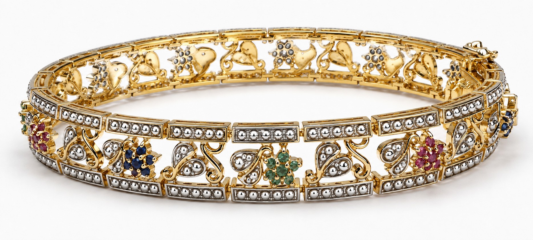 WE SHIP - $1,700 1.00ct Natural Ruby, Emerald & Sapphire Bangle Bracelet - UGL CERT New