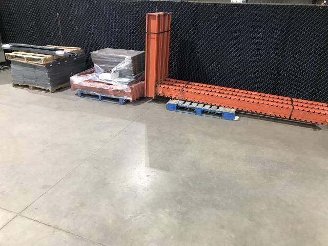 THREE PALLETS OF METAL SHELVING AND RACKING (E)
