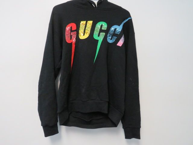 Black Hoodie with Sequined Letters (S)