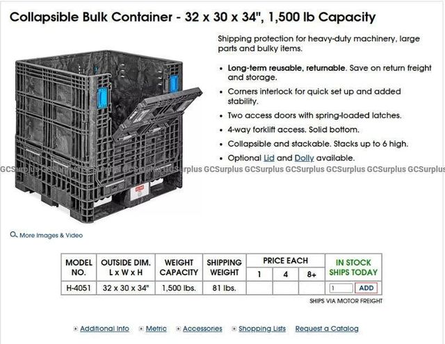 Collapsible Bulk Container
