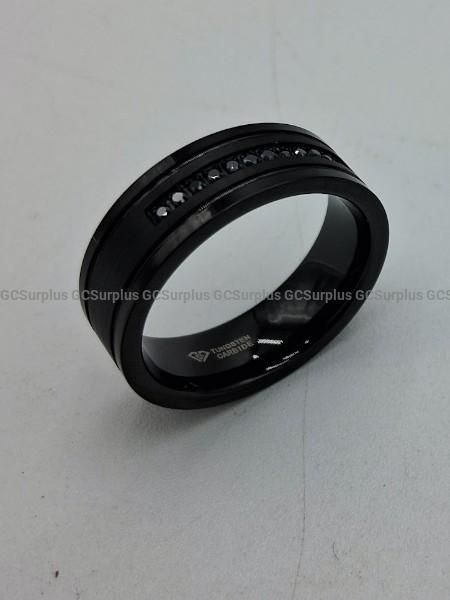 Men's Black Diamond Double Groove Ring