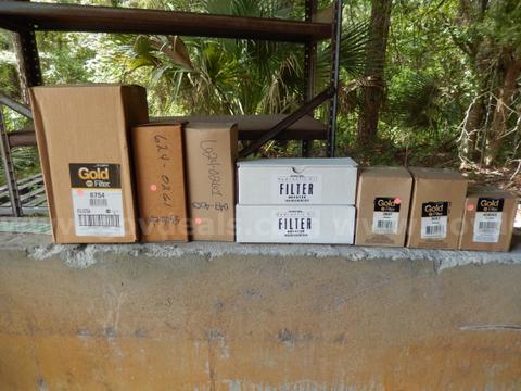 USED (8) ASSORTED CAR AIR, FUEL, AND HYDRAULIC FILTERS