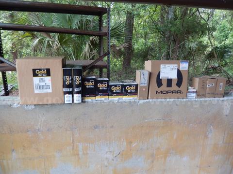USED (13) ASSORTED CAR FUEL, AIR, HYDRAULIC, AND TRANS FILTERS