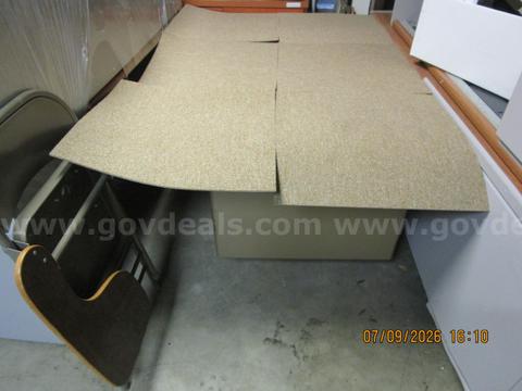 (6) PIECES OF TAN PATTERN, CARPET SQUARES