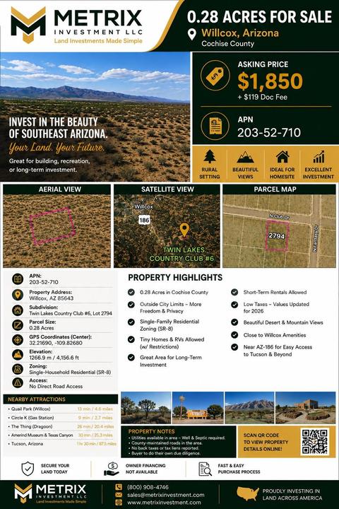 0.28ac Nice residential lot, Cochise County AZ
