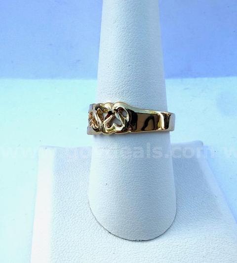 Beautiful, Ladies, Real 24k Gold Filled, Size 9, Diamond Cut, Heart Cut Out Ring