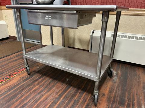 Stainless Steel Mobile Prep Table with Under-mount Drawer