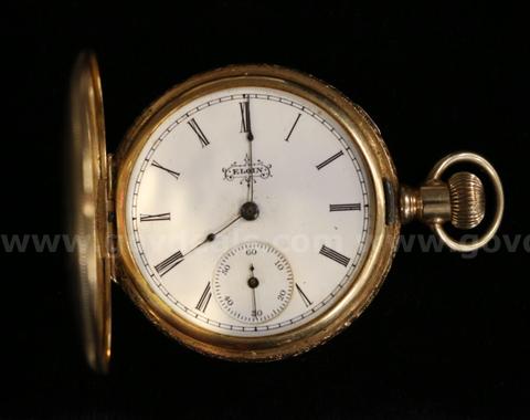 Vintage Elgin 7 Jewel Pocket Watch With 14K Yellow Gold Case