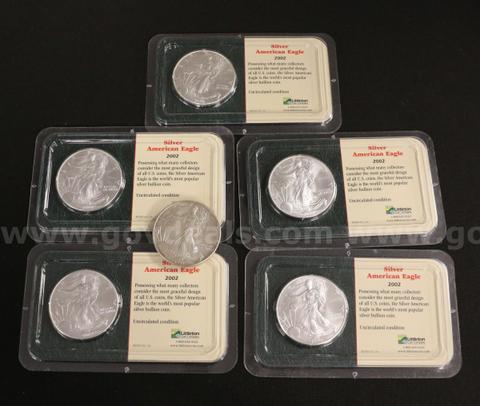 6 Silver U.S. American Eagle $1 Dollar Coins