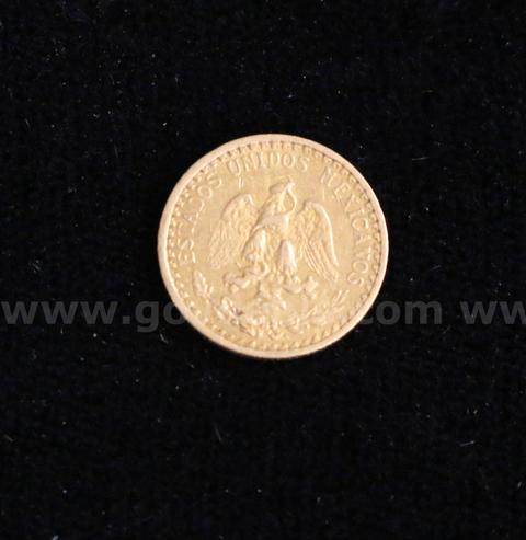 1919 Gold Mexico Dos Peso Coin, 1.6 Grams