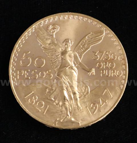 1947 Gold Mexico 50 Peso Coin, 41.6 Grams