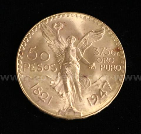 1947 Gold Mexico 50 Peso Coin, 41.6 Grams