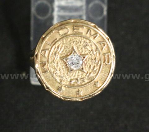 10K/14K Yellow Gold Camp Waldemar Ring With Diamond, 4.7 Grams