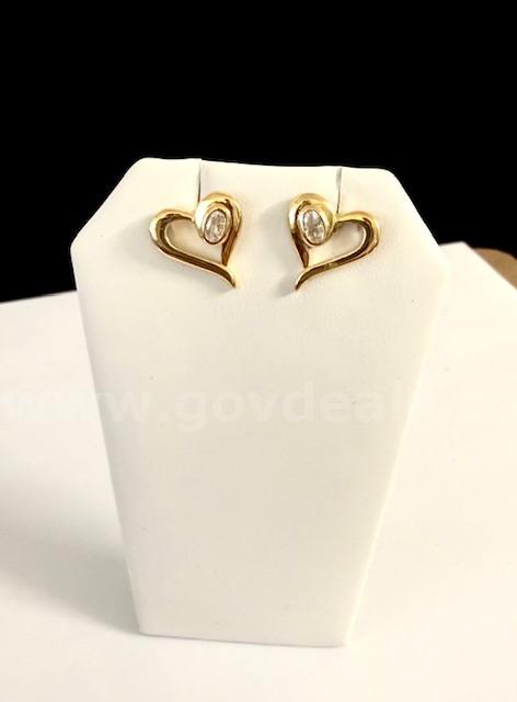 Stunning, Real 24k Gold Filled, CZ Open Heart Earrings