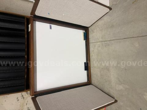 Dry erase board cabinet with doors