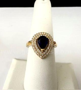 Gorgeous, Size 7, Ladies, CZ Sapphire Ring, Real 24k Gold Filled