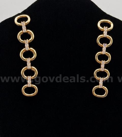 Gorgeous, Multi CZ, Brilliant Hanging Earrings, 24k Real Gold Plated,