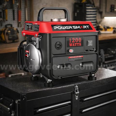 FREE SHIPPING β NEW 1200-Watt Portable Generator, Super Quiet, 37lb Lightweight, 5hr Runtime, 120V/12V