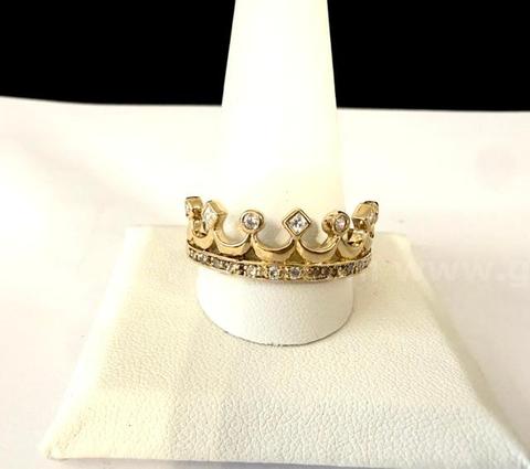 Stunning, Men's, CZ Crown Ring, Size 14, Real 24k Gold Filled