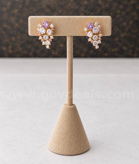 FREE SHIP W/WIN!! Gorgeous, 24k Real Gold Plated. Grape Bunch CZ Earrings.