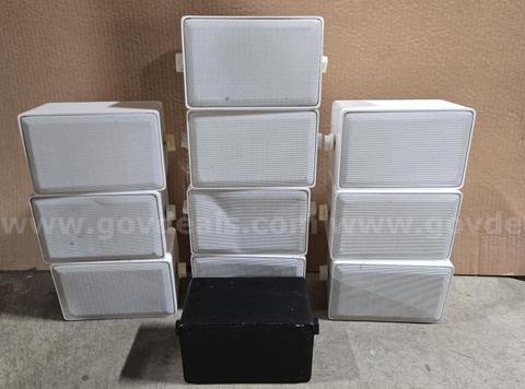 Lot of 10 Audio Enhancement Indoor/Outdoor Commercial Speakers - White