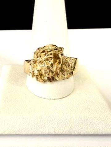Men's, Size 13 1/2, Jesus Ring, Real 24k Gold Filled