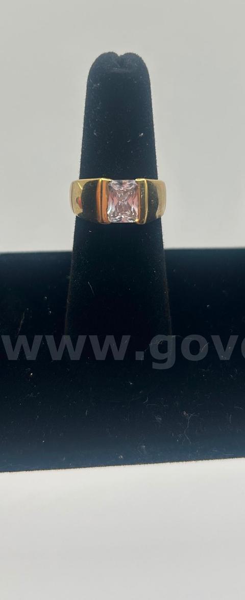 Size 6, Large CZ Ring 24K Real Gold Plated