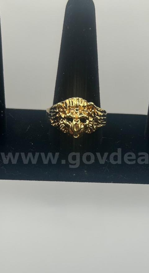 Size 6, Lion Ring, 24K Real Gold Plated