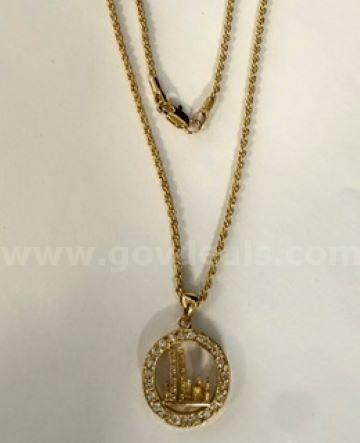 Beautiful, CZ Twin Towers Pendant, W/1MM , 20 Inch Rope Necklace, Real 24k Gold Filled
