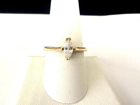 Beautiful, Ladies, 1 Carat, Marquise CZ Solitaire Bridal Ring, Real 24k Gold Filled