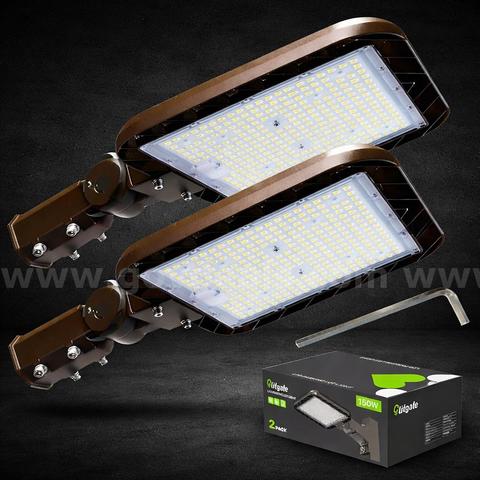 FREE SHIPPING NEW Lot of 2 β 150W LED Parking Lot Lights 22500LM Slip Fitter Mount
