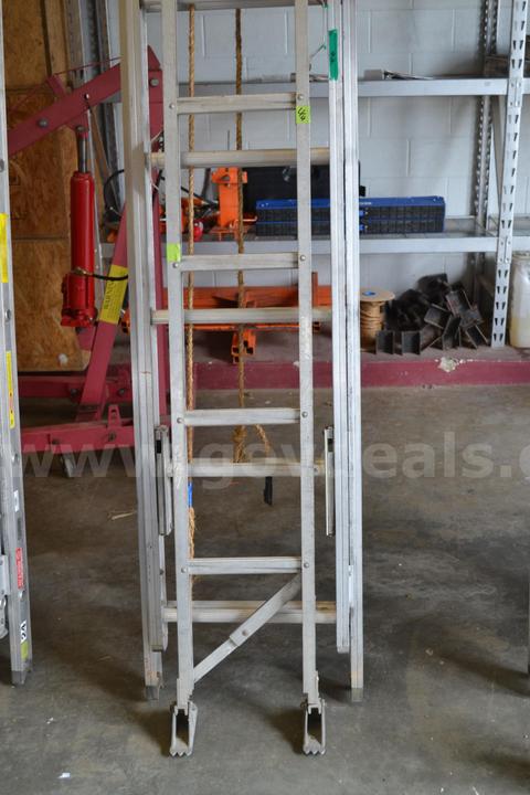 LOT TO INCLUDE ALCO LITE 10' FOLDING ATTIC LADDER, AND A 24' 2-SECTION EXTENSION LADDER
