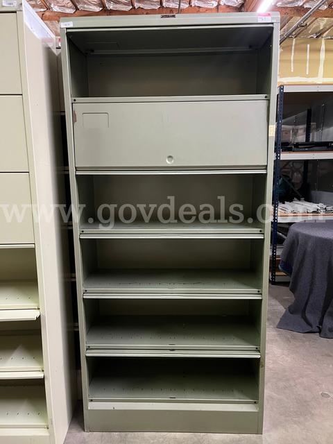 (4) Green Metal Shelving Units