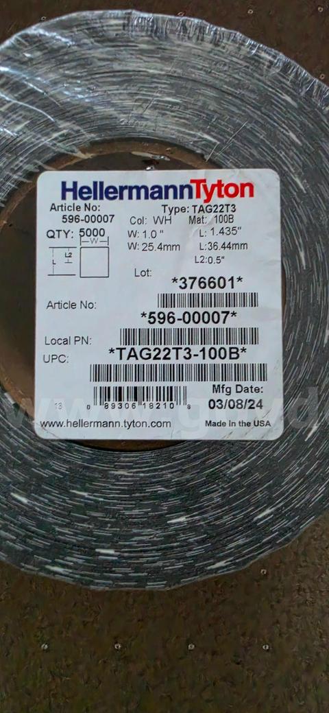 4 NEW ROLLS OF HELLERMANN TYTON  TAG22T3