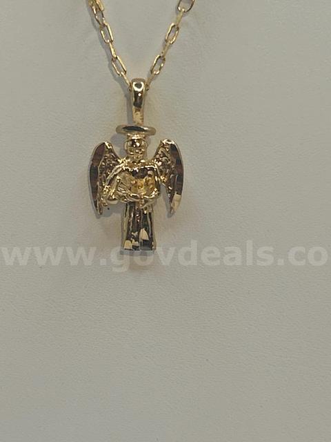 Dainty Necklace W/ Guardian Angel Pendant SET! 24K Gold Filled.