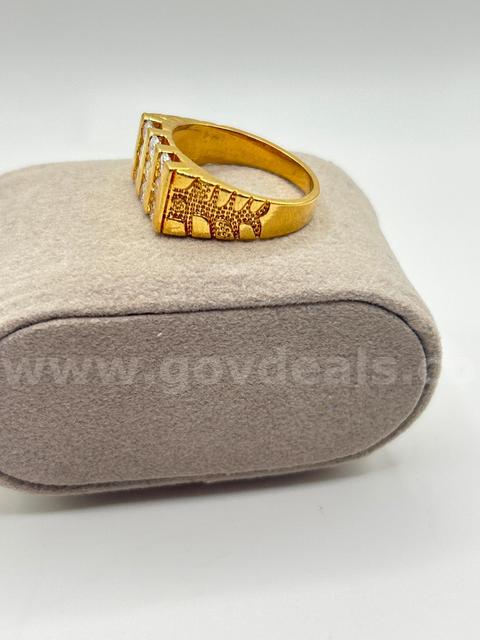 24k Real Gold Plated. Size 12 Men’s Geometric Channel style Statement Ring W/CZ.