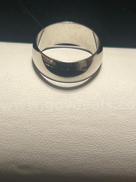 Size 05, Rhodium Clad (Silver),  Thick Wedding  Band