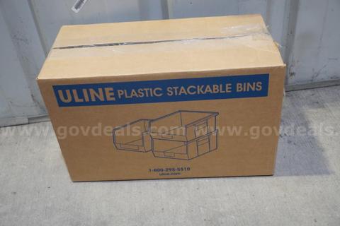Case of Uline Plastic stackable Bins