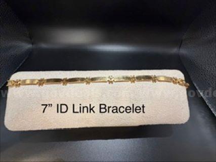 Beautiful, Ladies, 7 Inch, ID Link Bracelet, Real 24k Gold Filled