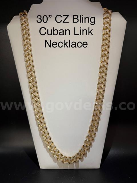 Gorgeous, Heavy, 30 Inch, Bling Bling, Cuban Link Chain Necklace, Real 24k Gold Filled