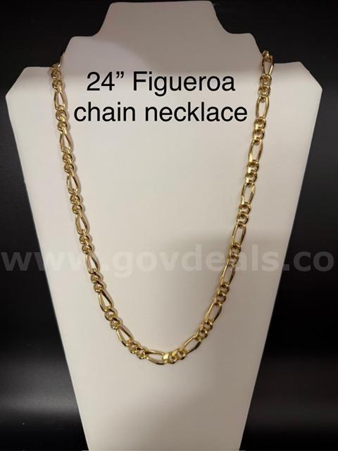 Beautiful, 24 Inch, Italian Figaro Chain Necklace, Real 24k Gold Filled