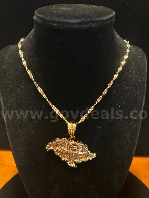 24β Twister Necklace & Jamaica Pendant. 24K Gold Filled. FREE SHIP!!