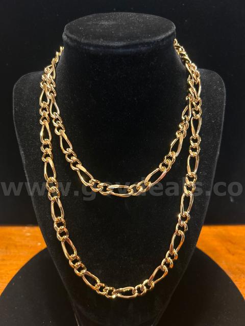 Chunky 36β Figaro Necklace. 24K Real Gold Plated